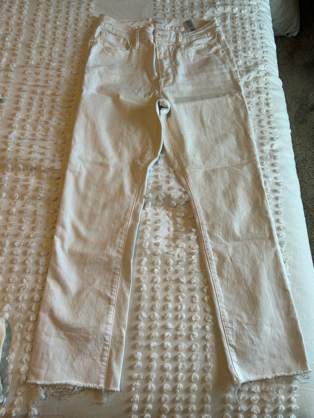 Good American White Raw Hem Jeans